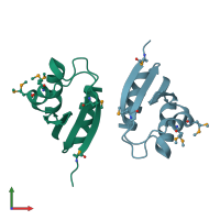 PDB entry 3ihs coloured by chain, front view.