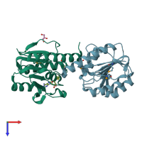 PDB entry 3iht coloured by chain, top view.