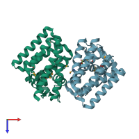 PDB entry 3ihu coloured by chain, top view.