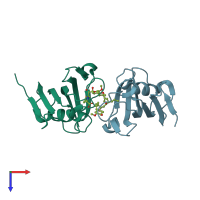 PDB entry 3ihz coloured by chain, top view.