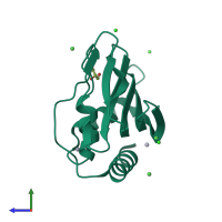 PDB entry 3ii2 coloured by chain, side view.
