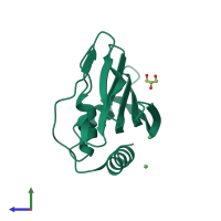 PDB entry 3ii3 coloured by chain, side view.