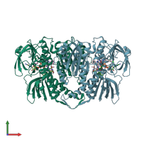 PDB entry 3ii4 coloured by chain, front view.