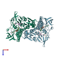 PDB entry 3ii4 coloured by chain, top view.