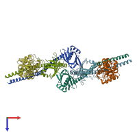 PDB entry 3ii6 coloured by chain, top view.