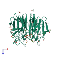 PDB entry 3ii7 coloured by chain, top view.