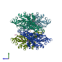 PDB entry 3ii9 coloured by chain, side view.
