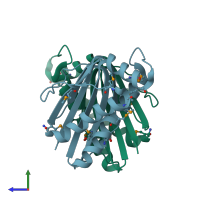 PDB entry 3iic coloured by chain, side view.