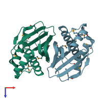 PDB entry 3iic coloured by chain, top view.