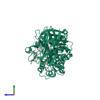 PDB entry 3iii coloured by chain, side view.