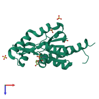 PDB entry 3iij coloured by chain, top view.
