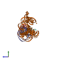 PDB entry 3iin coloured by chain, side view.