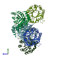 PDB entry 3iip coloured by chain, side view.