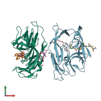 PDB entry 3iiq coloured by chain, front view.