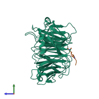 PDB entry 3iiw coloured by chain, side view.