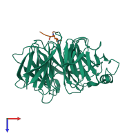 PDB entry 3ij0 coloured by chain, top view.