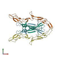 PDB entry 3ij2 coloured by chain, front view.