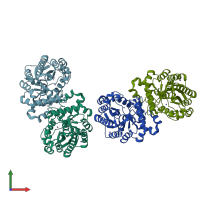 PDB entry 3ij6 coloured by chain, front view.