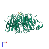 PDB entry 3ijc coloured by chain, top view.