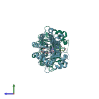 PDB entry 3ijd coloured by chain, side view.