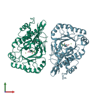 PDB entry 3ijl coloured by chain, front view.
