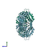 PDB entry 3ijl coloured by chain, side view.