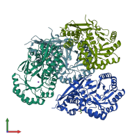 PDB entry 3ik4 coloured by chain, front view.