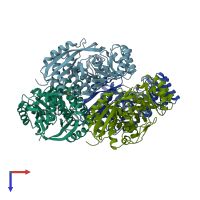 PDB entry 3ik4 coloured by chain, top view.