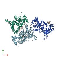 PDB entry 3ik6 coloured by chain, front view.