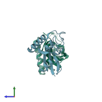 PDB entry 3ik8 coloured by chain, side view.