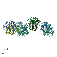 PDB entry 3ik9 coloured by chain, top view.