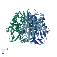 PDB entry 3ike coloured by chain, top view.