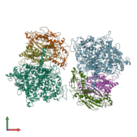 PDB entry 3ikm coloured by chain, front view.