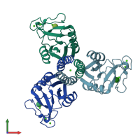 PDB entry 3ikq coloured by chain, front view.