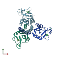 PDB entry 3ikr coloured by chain, front view.