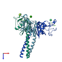 PDB entry 3ikr coloured by chain, top view.