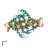 PDB entry 3il2 coloured by chain, top view.