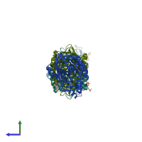 PDB entry 3il4 coloured by chain, side view.