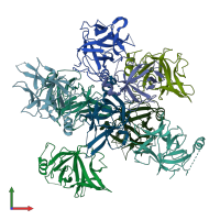 PDB entry 3ila coloured by chain, front view.