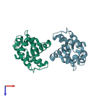 PDB entry 3ilb coloured by chain, top view.