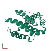 PDB entry 3ilc coloured by chain, front view.
