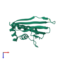PDB entry 3ild coloured by chain, top view.