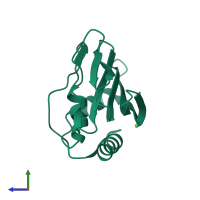 PDB entry 3ile coloured by chain, side view.