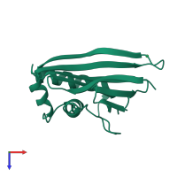 PDB entry 3ile coloured by chain, top view.