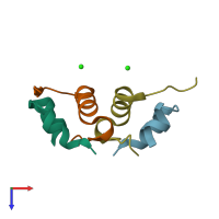 PDB entry 3ilg coloured by chain, top view.