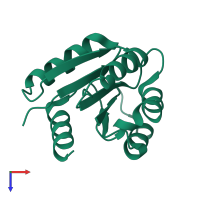 PDB entry 3ilh coloured by chain, top view.