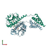 PDB entry 3ilk coloured by chain, front view.