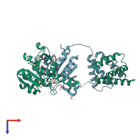 PDB entry 3ilk coloured by chain, top view.