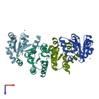 PDB entry 3ilm coloured by chain, top view.