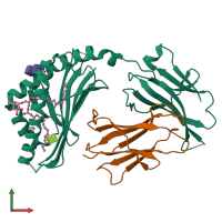 PDB entry 3ilp coloured by chain, front view.